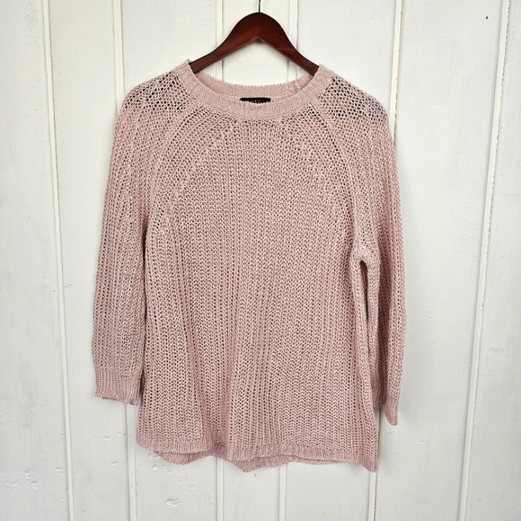 J. Crew Sweaters - J. Crew Linen Pink Oversized Loose Knit Crochet Crewneck Sweater Small